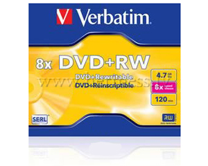 Disks DVD+RW 4.7Gb, Jewel kastt 1gab.